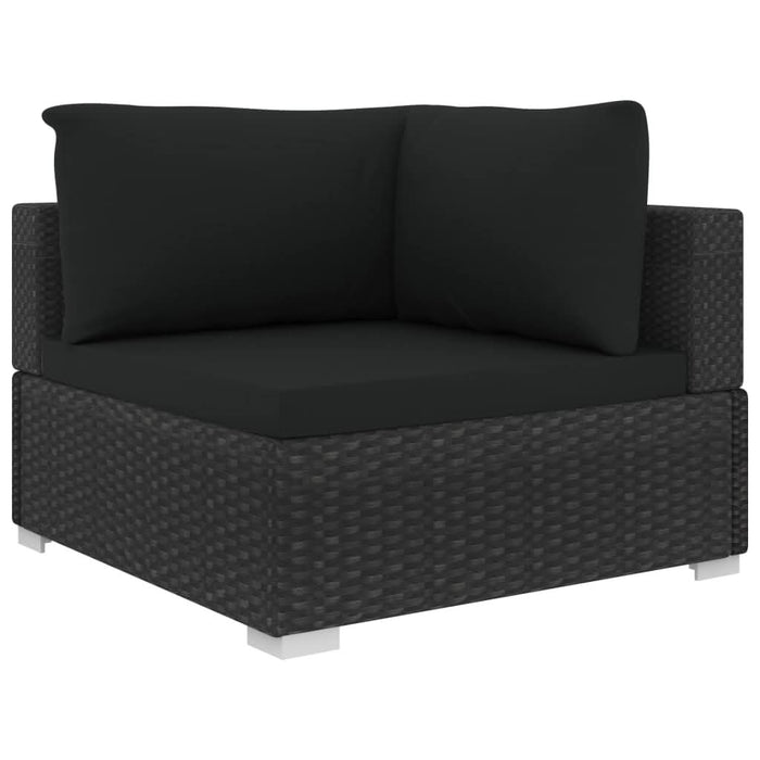 Set mobilier de grădină cu perne, 12 piese, negru, poliratan - WALTI WALTI