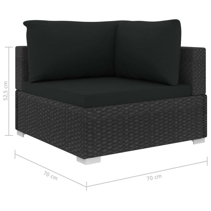 Set mobilier de grădină cu perne, 12 piese, negru, poliratan - WALTI WALTI