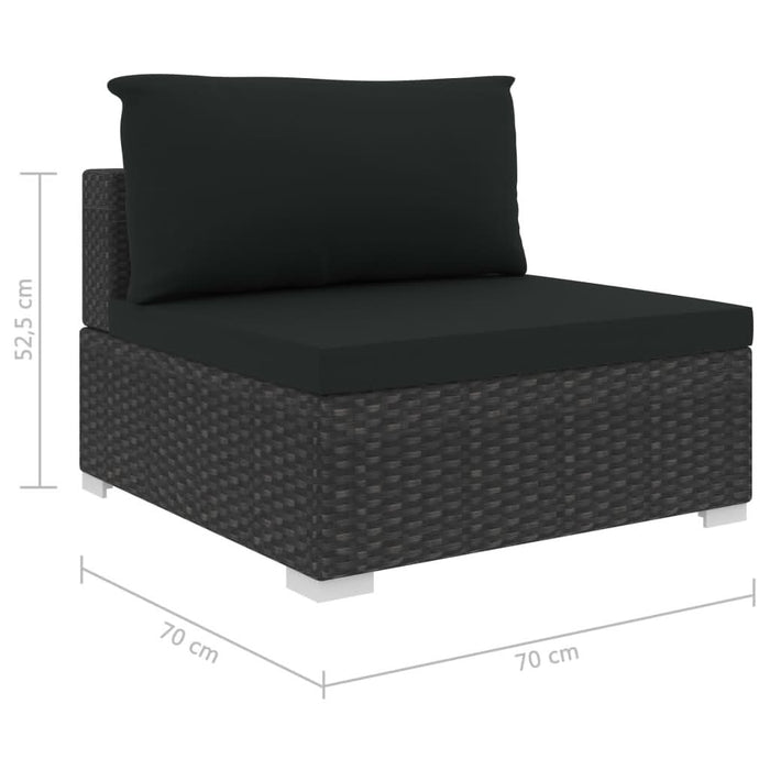 Set mobilier de grădină cu perne, 12 piese, negru, poliratan - WALTI WALTI