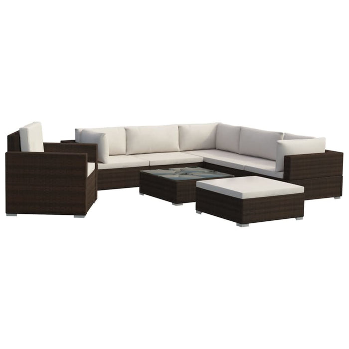 Set mobilier de grădină cu perne, 8 piese, maro, poliratan - WALTI WALTI