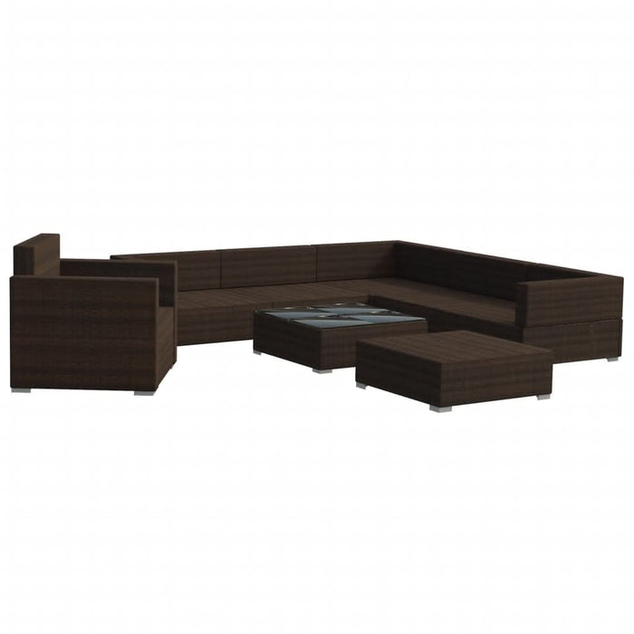 Set mobilier de grădină cu perne, 8 piese, maro, poliratan - WALTI WALTI