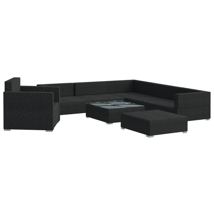 Set mobilier de grădină cu perne, 8 piese, negru, poliratan - WALTI WALTI