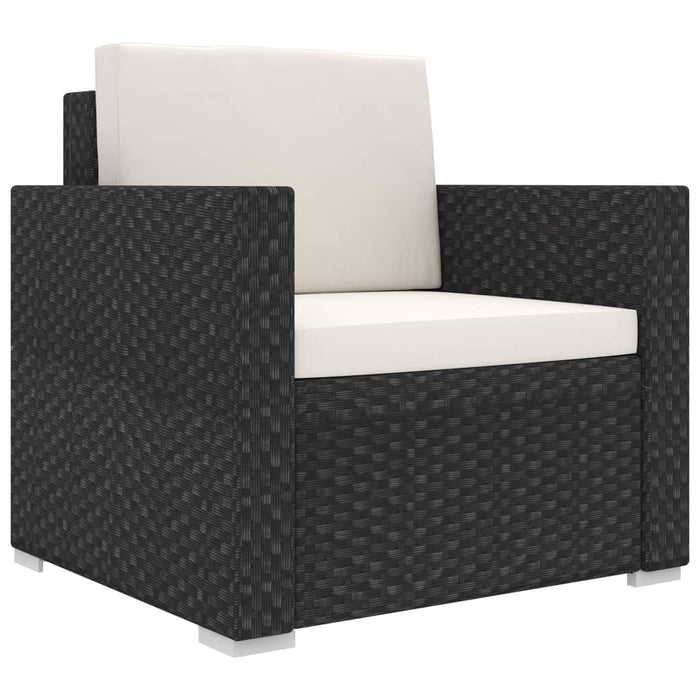 Set mobilier de grădină cu perne, 8 piese, negru, poliratan - WALTI WALTI