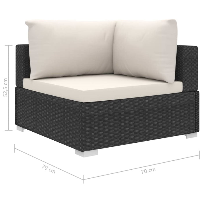 Set mobilier de grădină cu perne, 8 piese, negru, poliratan - WALTI WALTI