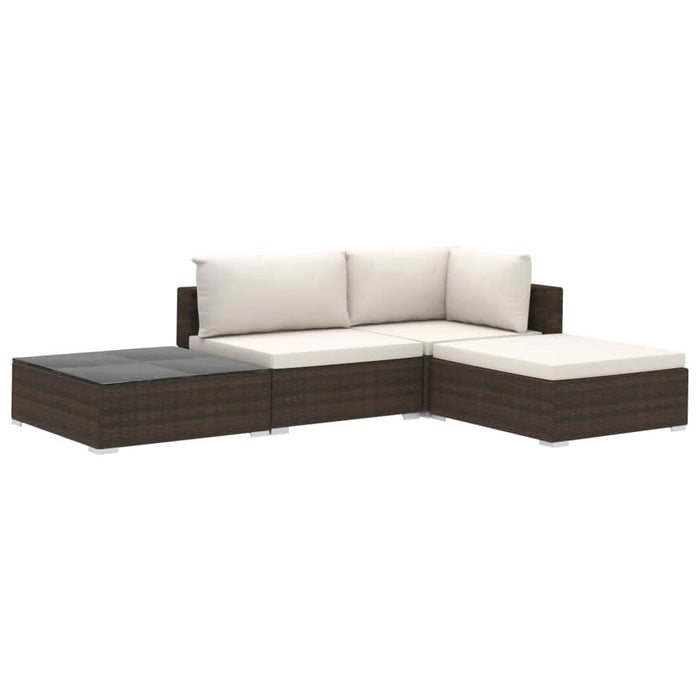 Set mobilier de grădină cu perne, 4 piese, maro, poliratan - WALTI WALTI