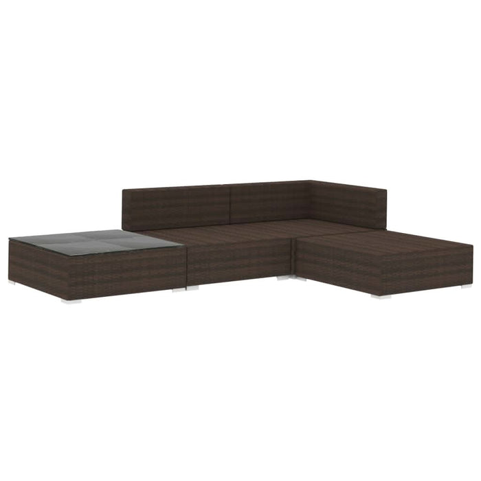 Set mobilier de grădină cu perne, 4 piese, maro, poliratan - WALTI WALTI