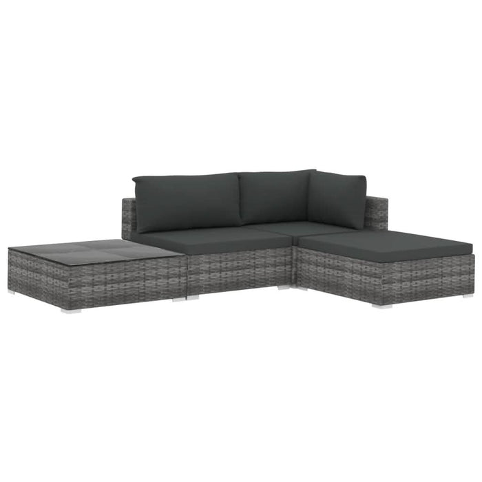 Set mobilier de grădină cu perne, 4 piese, gri, poliratan WALTI