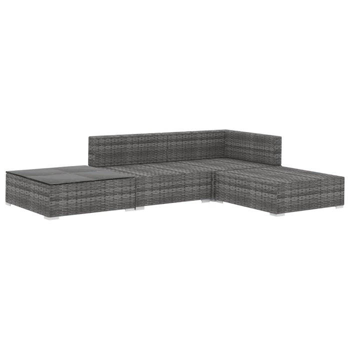 Set mobilier de grădină cu perne, 4 piese, gri, poliratan WALTI