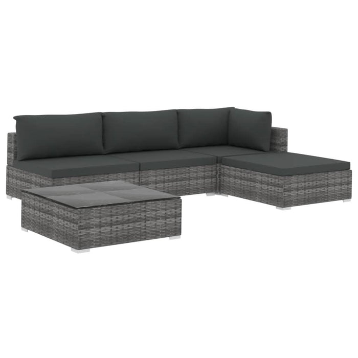 Set mobilier de grădină cu perne, 5 piese, gri, poliratan - WALTI WALTI