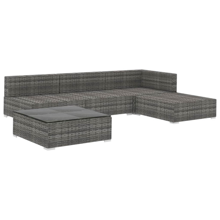 Set mobilier de grădină cu perne, 5 piese, gri, poliratan - WALTI WALTI