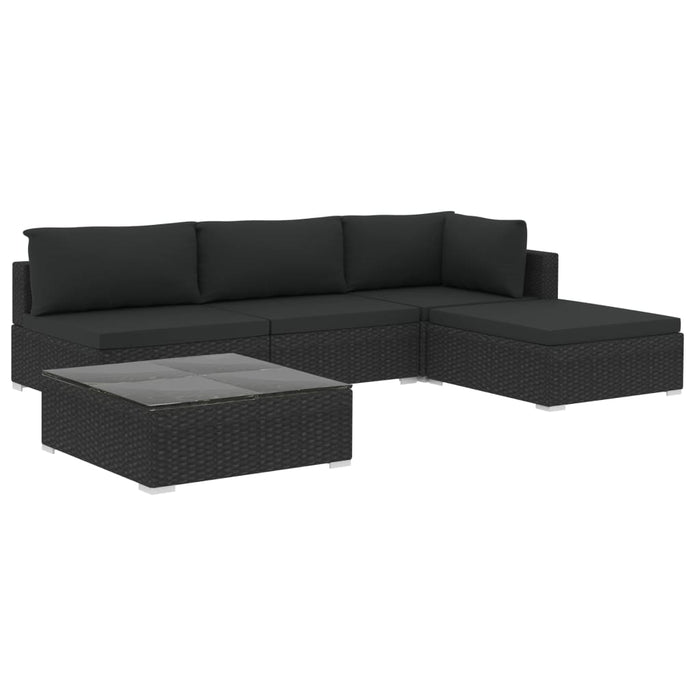 Set mobilier de grădină cu perne, 5 piese, negru, poliratan - WALTI WALTI