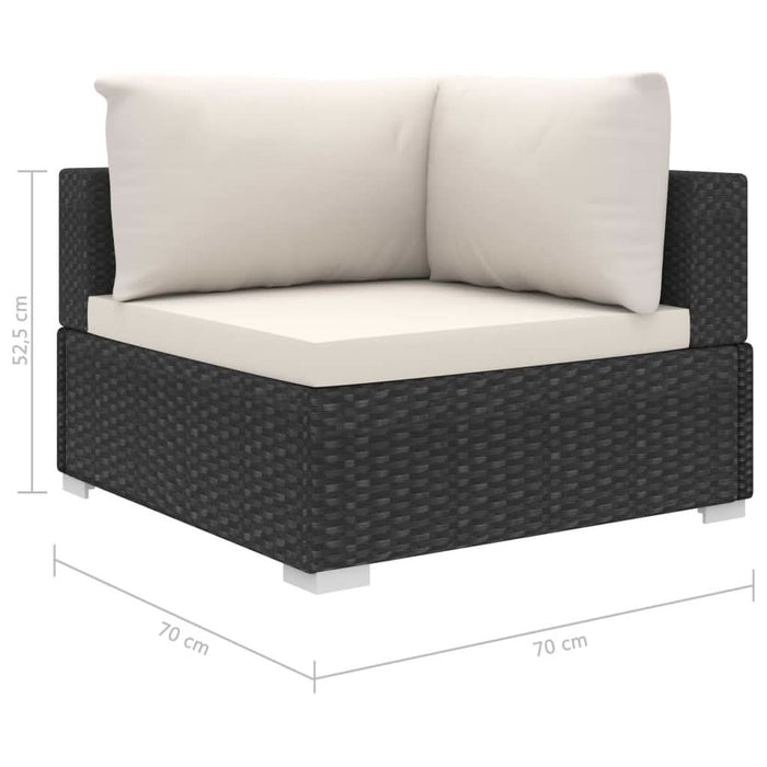 Set mobilier de grădină cu perne, 9 piese, negru, poliratan - WALTI WALTI