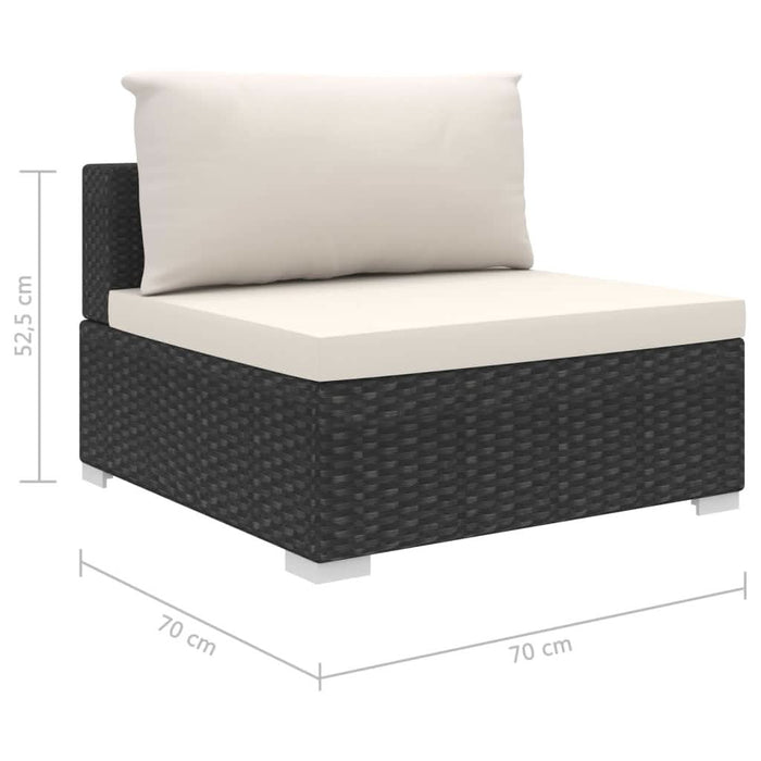 Set mobilier de grădină cu perne, 9 piese, negru, poliratan - WALTI WALTI