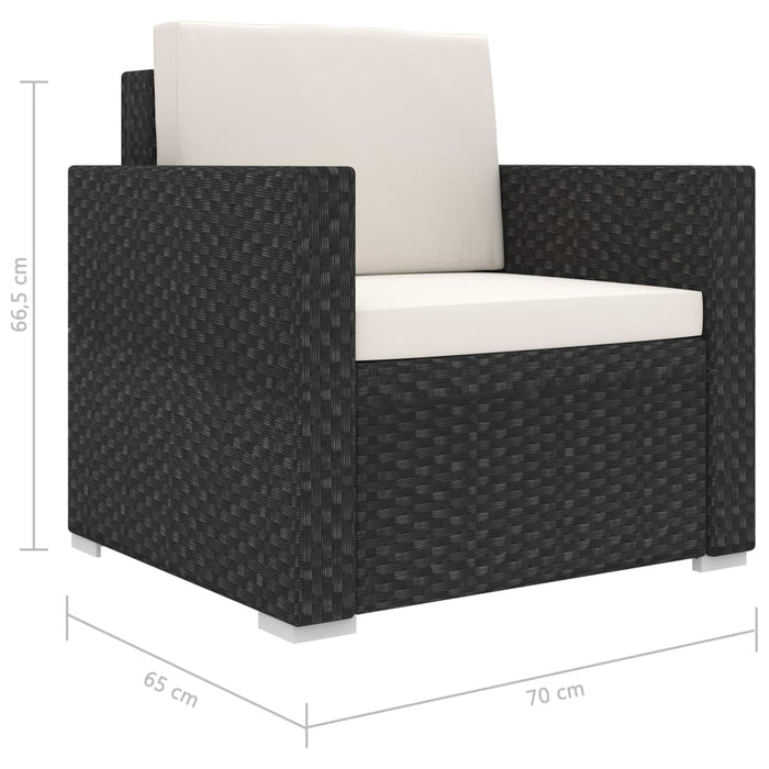 Set mobilier de grădină cu perne, 11 piese, negru, poliratan - WALTI WALTI