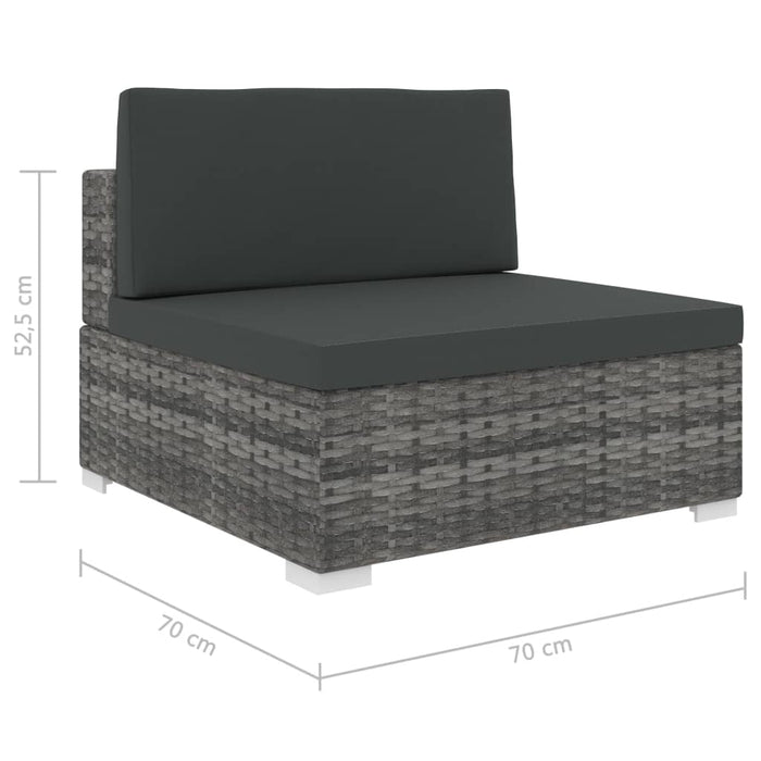 Scaun modular de mijloc, 1 buc., gri, poliratan, cu perne - WALTI WALTI