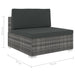 Scaun modular de mijloc, 1 buc., gri, poliratan, cu perne - WALTI WALTI
