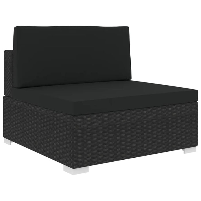 Scaun modular de mijloc, 1 buc., negru, poliratan, cu perne WALTI