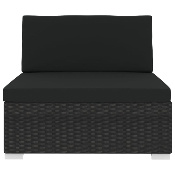 Scaun modular de mijloc, 1 buc., negru, poliratan, cu perne WALTI