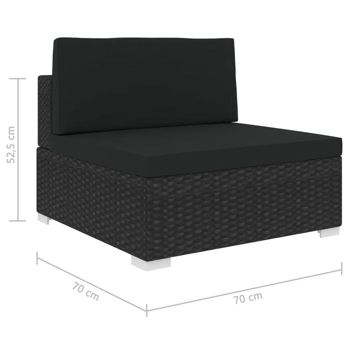 Scaun modular de mijloc, 1 buc., negru, poliratan, cu perne WALTI