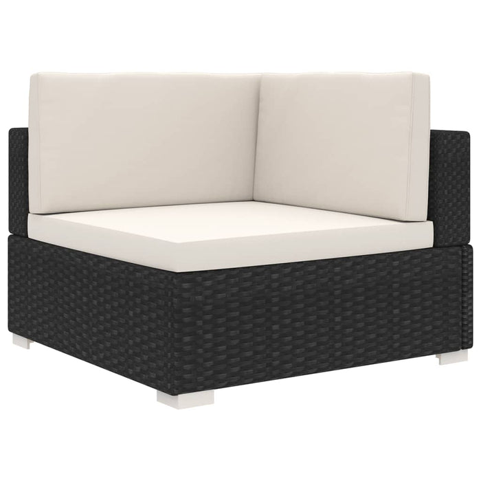 Scaun modular de colț, 1 buc., negru, poliratan, cu perne - WALTI WALTI