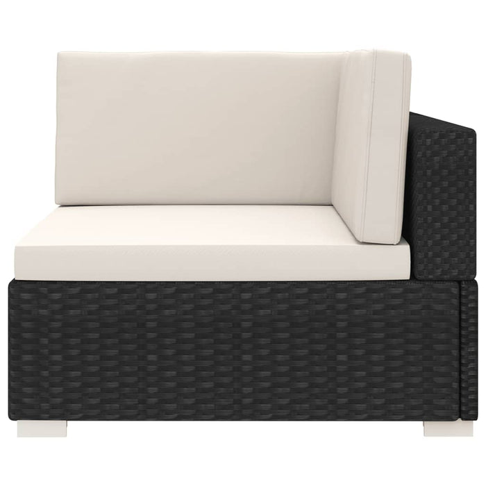 Scaun modular de colț, 1 buc., negru, poliratan, cu perne - WALTI WALTI