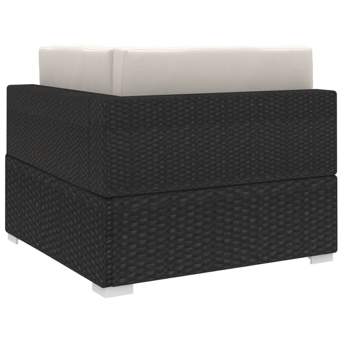 Scaun modular de colț, 1 buc., negru, poliratan, cu perne - WALTI WALTI