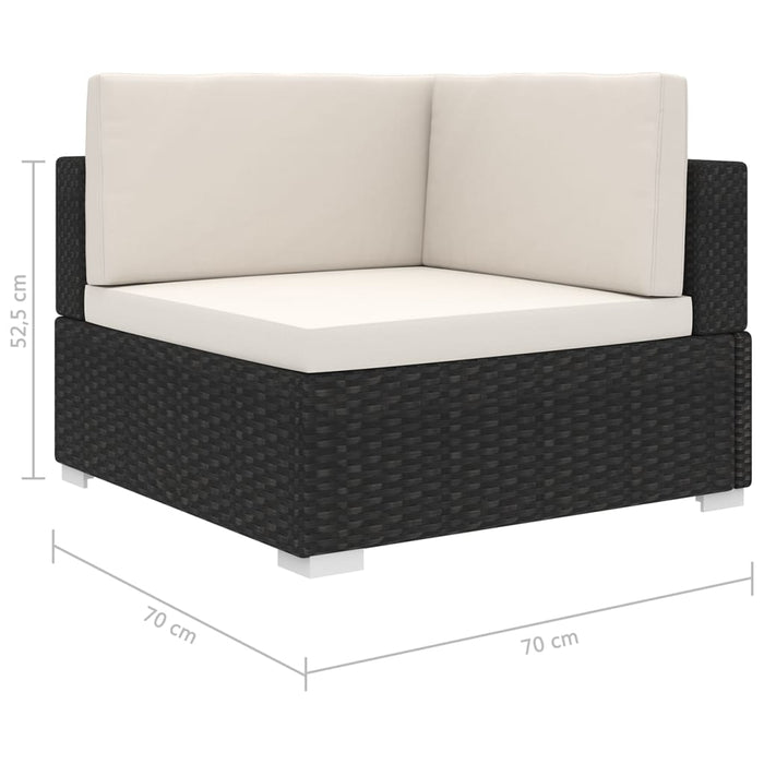 Scaun modular de colț, 1 buc., negru, poliratan, cu perne - WALTI WALTI