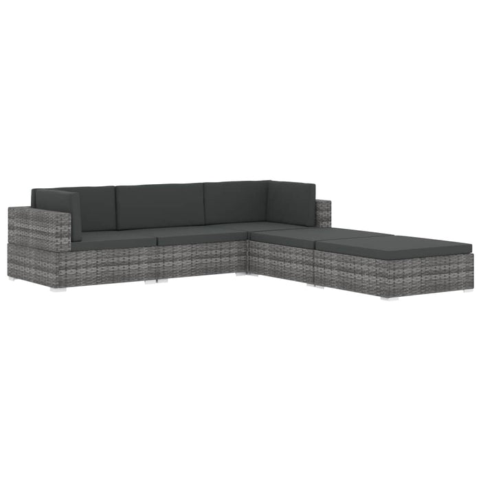 Scaun modular de colț, 1 buc., negru, poliratan, cu perne - WALTI WALTI