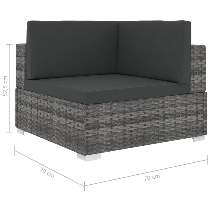 Scaun modular de colț, 1 buc., gri, poliratan, cu perne - WALTI WALTI