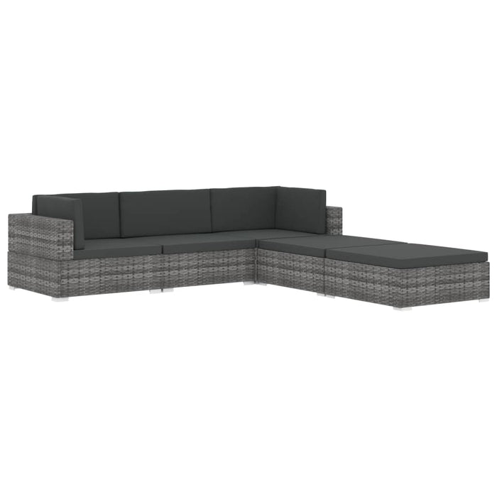 Scaun modular de colț, 1 buc., gri, poliratan, cu perne - WALTI WALTI