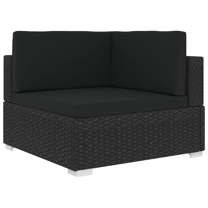 Scaun modular de colț, 1 buc., negru, poliratan, cu perne - WALTI WALTI