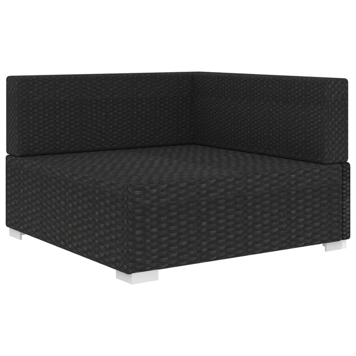 Scaun modular de colț, 1 buc., negru, poliratan, cu perne - WALTI WALTI