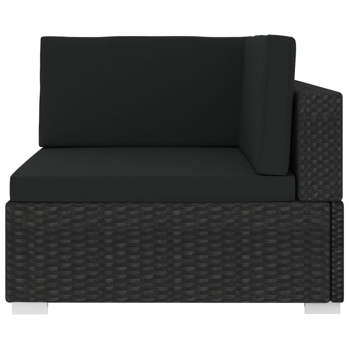 Scaun modular de colț, 1 buc., negru, poliratan, cu perne - WALTI WALTI