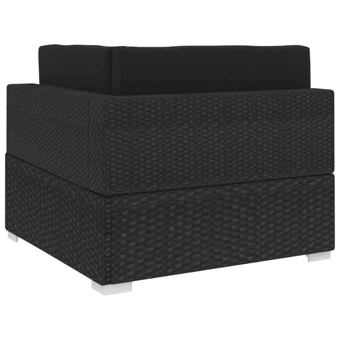 Scaun modular de colț, 1 buc., negru, poliratan, cu perne - WALTI WALTI