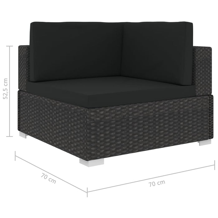 Scaun modular de colț, 1 buc., negru, poliratan, cu perne - WALTI WALTI