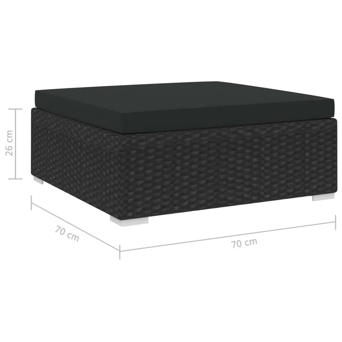 Taburet modular, 1 buc., cu pernă, negru, poliratan - WALTI WALTI