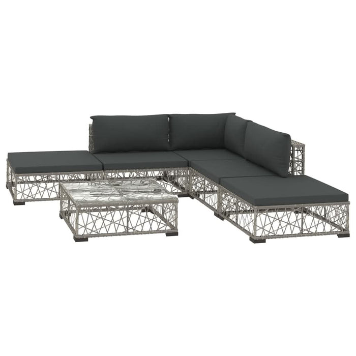 Set mobilier de grădină cu perne, 6 piese, gri, poliratan - WALTI WALTI