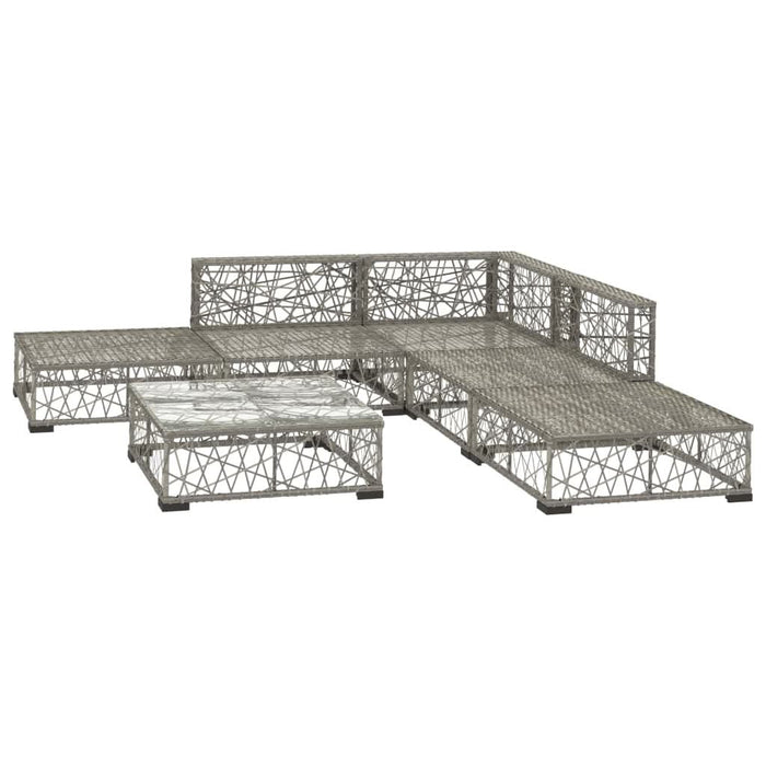 Set mobilier de grădină cu perne, 6 piese, gri, poliratan - WALTI WALTI