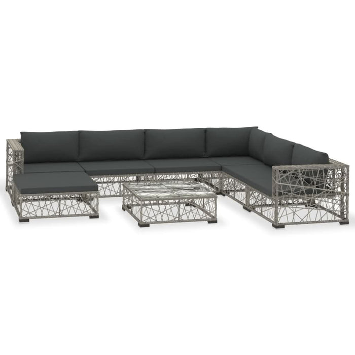Set mobilier de grădină cu perne, 8 piese, gri, poliratan - WALTI WALTI