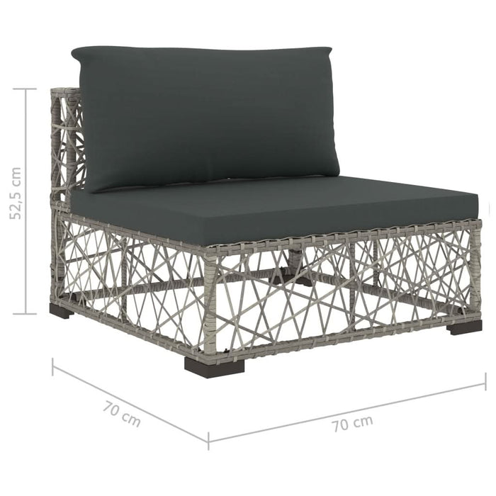 Set mobilier de grădină cu perne, 8 piese, gri, poliratan - WALTI WALTI