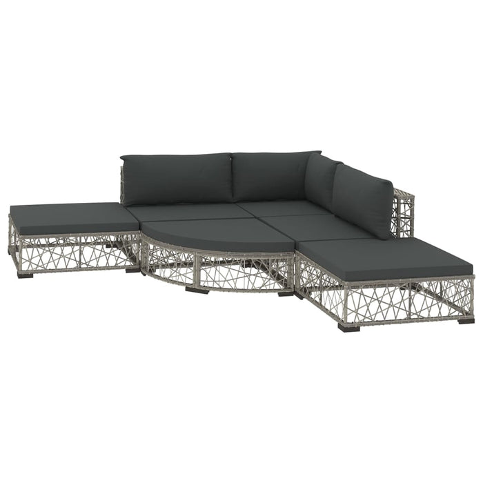 Set mobilier de grădină cu perne, 6 piese, gri, poliratan - WALTI WALTI