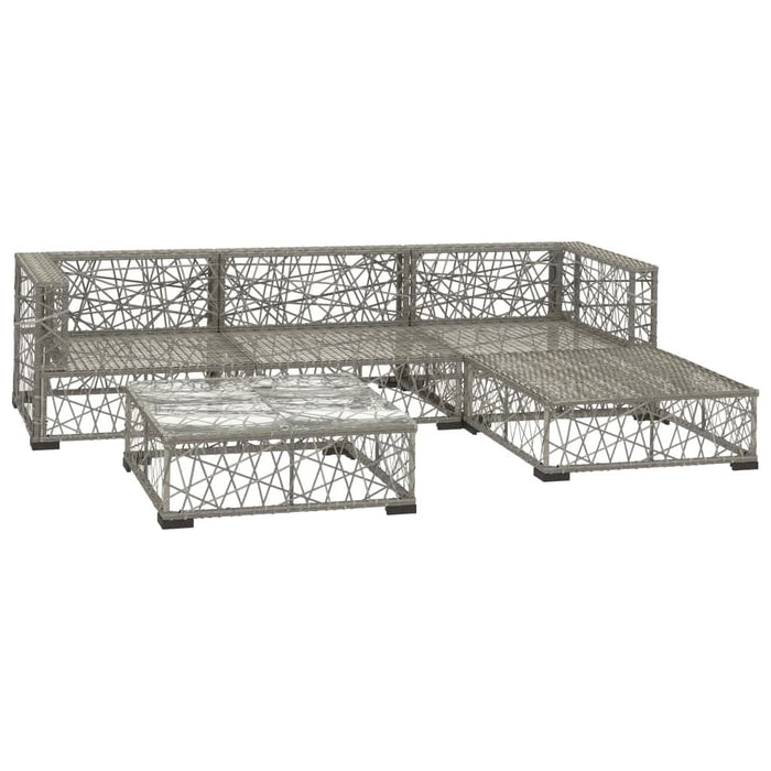 Set mobilier de grădină cu perne, 5 piese, gri, poliratan - WALTI WALTI