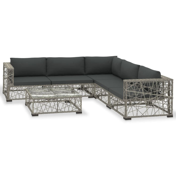 Set mobilier de grădină cu perne, 6 piese, gri, poliratan - WALTI WALTI