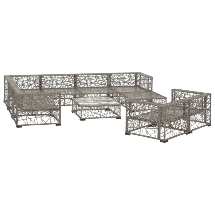 Set mobilier de grădină cu perne, 10 piese, gri, poliratan - WALTI WALTI