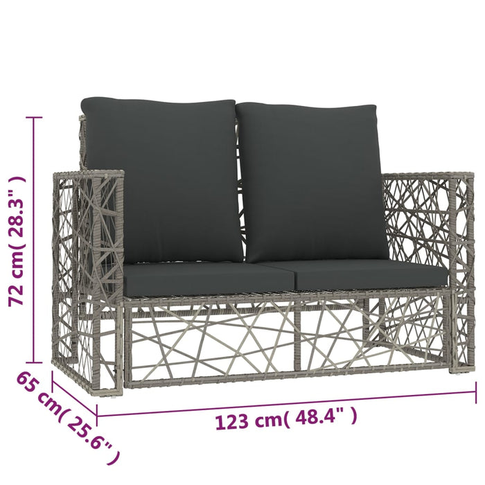 Set mobilier de grădină cu perne, 2 piese, gri, poliratan - WALTI WALTI