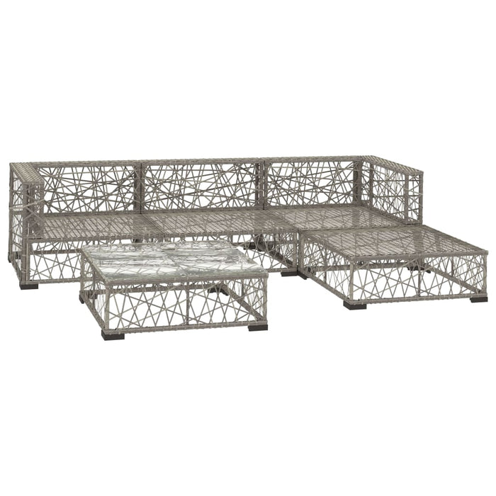 Set mobilier de grădină cu perne, 5 piese, gri, poliratan - WALTI WALTI