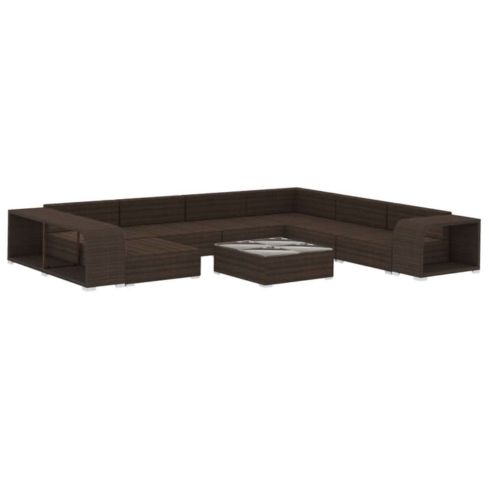 Set mobilier de grădină cu perne, 10 piese, maro, poliratan - WALTI WALTI