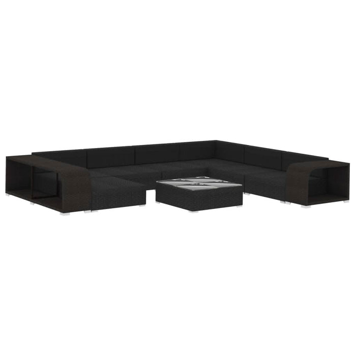 Set mobilier de grădină cu perne, 10 piese, negru, poliratan - WALTI WALTI