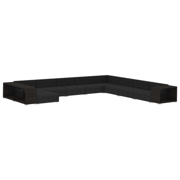 Set mobilier de grădină cu perne, 11 piese, negru, poliratan - WALTI WALTI