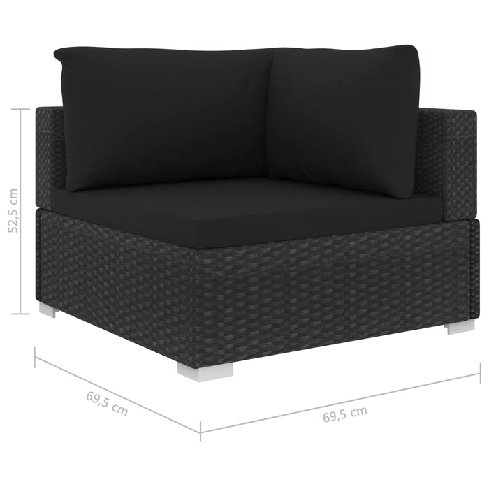 Set mobilier de grădină cu perne, 11 piese, negru, poliratan - WALTI WALTI